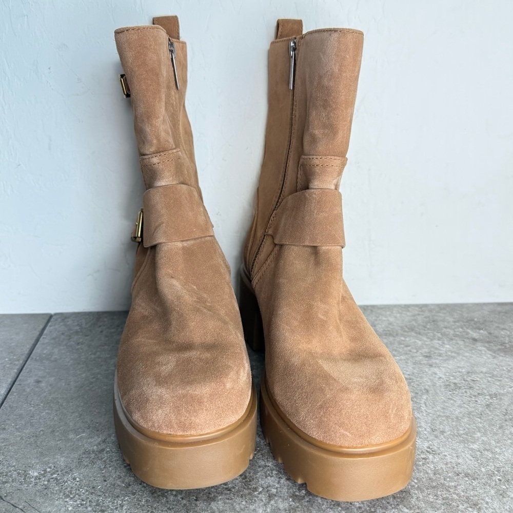 NEW Michael Michael Kors Perry Suede Leather Platform Moto Booties Size 9.5 - Picture 5 of 10
